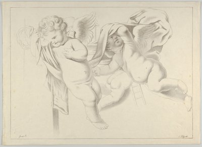 Studie af tre putti, ca. 1800-1844. af Ferdinand Piloty