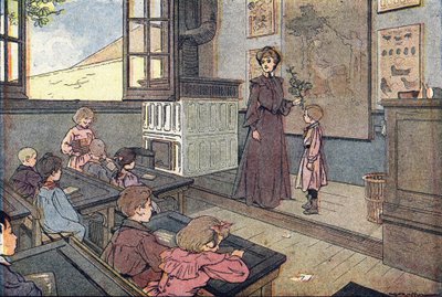 I klassen, i barndommens billedbog, ca. 1900 (gravering) af Ferdinand Raffin