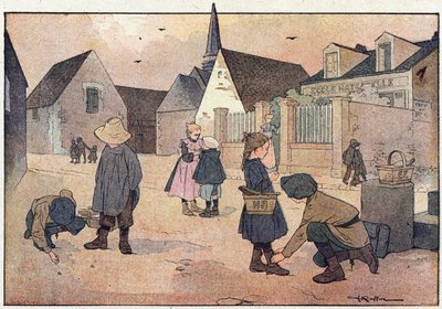 Uden af ​​skolen, i billedbog om barndommen, ca. 1900 (gravering) af Ferdinand Raffin