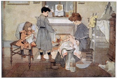 Babyens bad, ca. 1930 (tryk) af Ferdinand Raffin