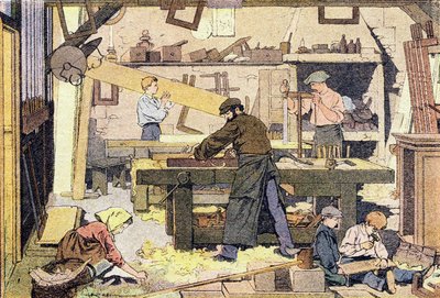 Tømreren, i barndommens billedbog, ca. 1900 (stik) af Ferdinand Raffin