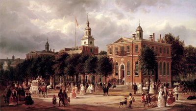 Independence Hall i Philadelphia af Ferdinand Richardt