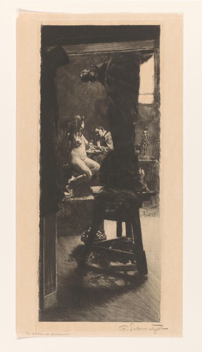 I billedhuggerens atelier (original titel på objektet) af Ferdinand Schmutzer (signed by artist)