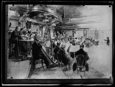 Orkesterprøve med det wienske medlem af et filharmonisk orkester af Ferdinand Schmutzer