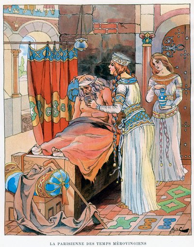 Den pariseriske kvinde under merovingertiden, c5.-8. århundrede e.Kr., c1870-1950. af Ferdinand Sigismund Bac