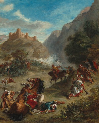 Arabere i træfning i bjergene af Ferdinand Victor Eugene Delacroix