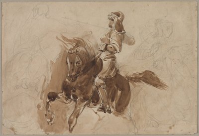 Panserfigur på hesteryg recto, ca. 1828. af Ferdinand Victor Eugene Delacroix