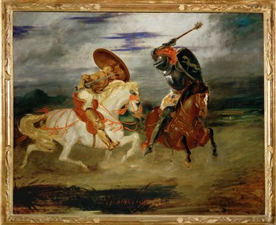 Combat de chevaliers dans la campagne - En kamp mellem riddere ... af Ferdinand Victor Eugene Delacroix