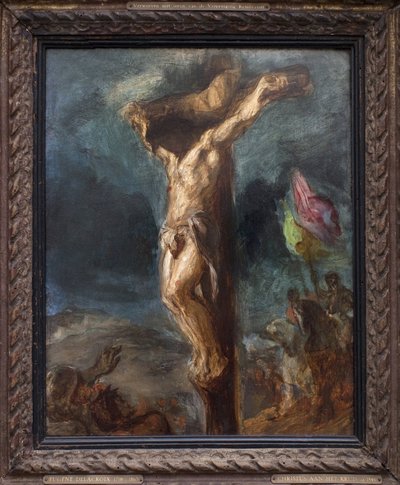 Korsfæstelse. Maleri af Eugene Delacroix (1798-1863), olie på træ af Ferdinand Victor Eugene Delacroix