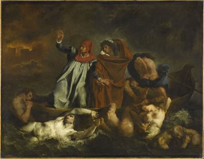 Dante og Virgil i helvede. Barken i Dante, 1822. af Ferdinand Victor Eugene Delacroix