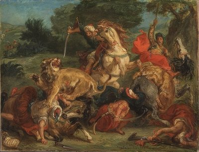 Løvejagten. 1855 af Ferdinand Victor Eugene Delacroix