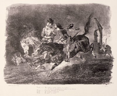 Faust og Mephistopheles galopperer gennem sabbatsnatten, 1828 af Ferdinand Victor Eugene Delacroix