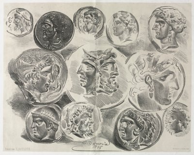 Ark med tolv antikke medaljer, 1825. af Ferdinand Victor Eugene Delacroix