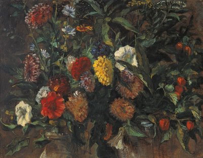 Blomsterstilleben, ca. 1848 (olie på karton) af Ferdinand Victor Eugene Delacroix