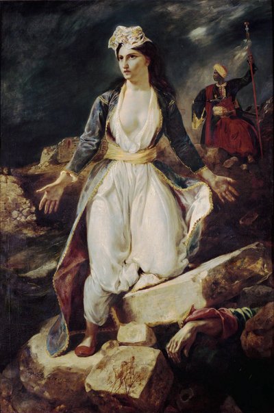 Greece Expiring on the Ruins of Missolonghi (olie på lærred) af Ferdinand Victor Eugene Delacroix