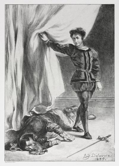 Hamlet: Hamlet and the Corpse of Polonius, 1835. af Ferdinand Victor Eugene Delacroix