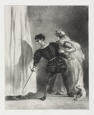 Hamlet: Mordet på Polonius, 1834. af Ferdinand Victor Eugene Delacroix