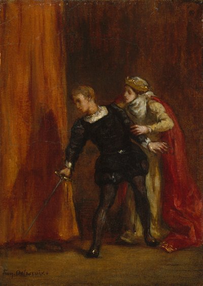 Hamlet og hans mor, 1849 af Ferdinand Victor Eugene Delacroix