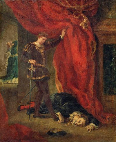 Hamlet før liget af Polonius af Ferdinand Victor Eugene Delacroix
