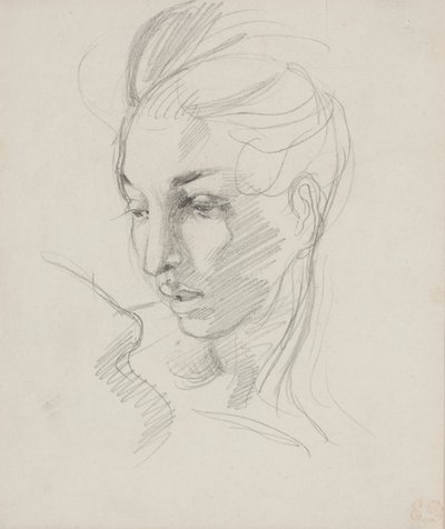 Head of Liberty (grafitblyant på papir) af Ferdinand Victor Eugene Delacroix