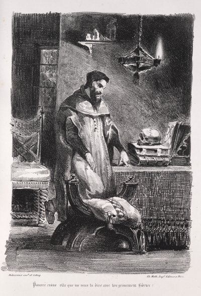 Illustrationer til Faust: Faust i hans omklædningsrum, 1828. af Ferdinand Victor Eugene Delacroix