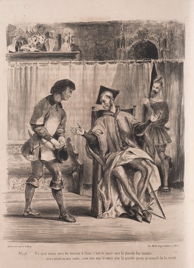Illustrationer til Faust: Méphistophélé modtager skoledrengen, 1828. af Ferdinand Victor Eugene Delacroix