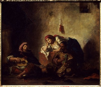 Jødiske musikere i Mogador (tidligere navn på Essaouira) i Marokko Maleri af Eugene Delacroix 1798-1863) 1847 søn. 0,46x0,55 m Paris, Musée du Louvre. af Ferdinand Victor Eugene Delacroix