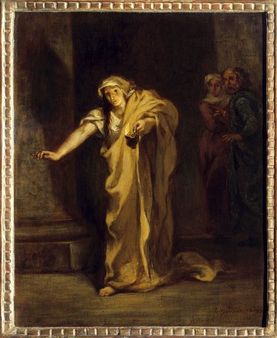 Lady Macbeth søvngænger Illustration af værket af samme navn af William Shakespeare (1564-1616). Maleri af Eugene Delacroix (1798-1863) 1850 søn. 0,40 x 0,32 m Fredericton. Beaverbrook kunstgalleri af Ferdinand Victor Eugene Delacroix
