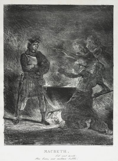 Macbeth Consulting the Witches, 1825. af Ferdinand Victor Eugene Delacroix