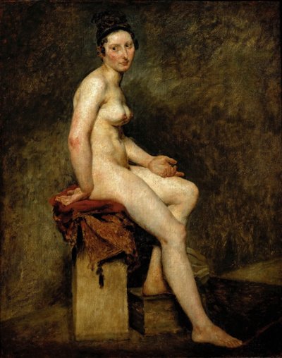 Mademoiselle Rose siddende nøgen af Ferdinand Victor Eugene Delacroix