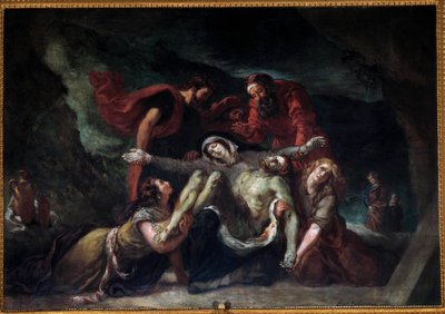 Pieta eller "" Deploration"" Maleri af Eugene Delacroix (1798-1863) 1844 Søn. 3,55 x 4,75 m Kirke Saint-Denis du Saint-Sacrement i Paris. af Ferdinand Victor Eugene Delacroix
