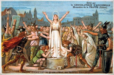 Saint Genevieve lover at redde Lutece, middelalderen. 19. århundrede af Ferdinand Victor Eugene Delacroix