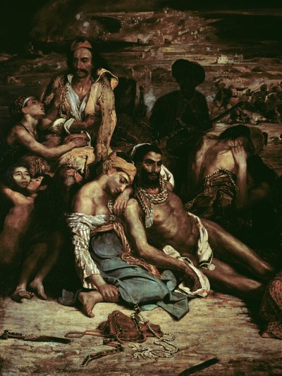 Scener fra massakren i Chios, 1822 olie på lærred detalje af 63566 af Ferdinand Victor Eugene Delacroix