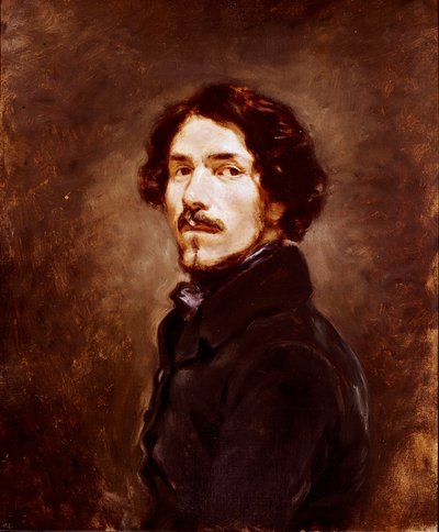 Selvportræt i en alder af 44 Maleri af Eugene Delacroix (1798-1863) 1842 omkring Firenze, Galleria degli Uffizi (Kontorer) af Ferdinand Victor Eugene Delacroix
