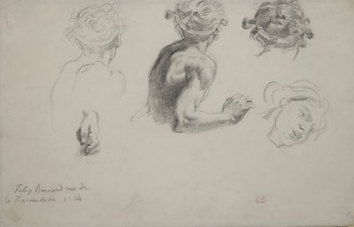Studieark til "Trajans retfærdighed", ca. 1840 (blyant på papir) af Ferdinand Victor Eugene Delacroix