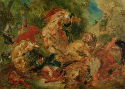 Studie til Løvejagten, 1854 af Ferdinand Victor Eugene Delacroix