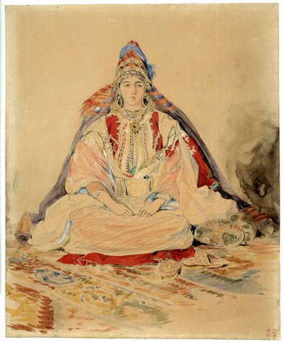 Det jødiske ægteskab i Tanger. Akvareltegning af Eugene Delacroix (1798-1863) af Ferdinand Victor Eugene Delacroix