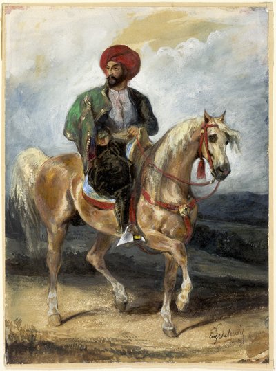 Den tyrkiske rytter, ca. 1834 (gouache og akvarel på papir) af Ferdinand Victor Eugene Delacroix