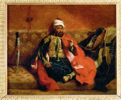Turk fumant, assis sur un divan - Tyrker, ryger på en divan ... af Ferdinand Victor Eugene Delacroix