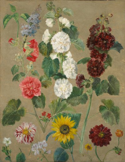 Uden titel (Blomster) (olie om bord) af Ferdinand Victor Eugene Delacroix