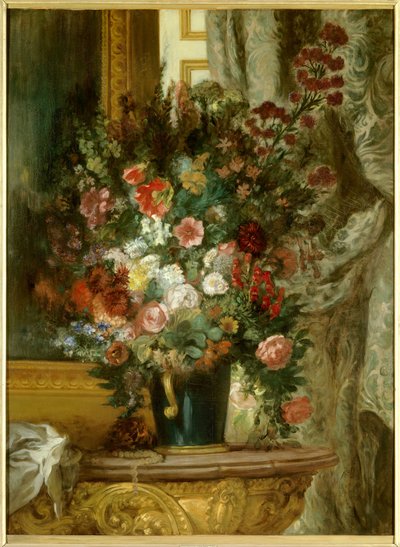 Vase med blomster på en konsol Maleri af Eugene Delacroix (1798-1863) 1850 Dim.1,35 x 1,02 m Montauban, Musee Ingres af Ferdinand Victor Eugene Delacroix