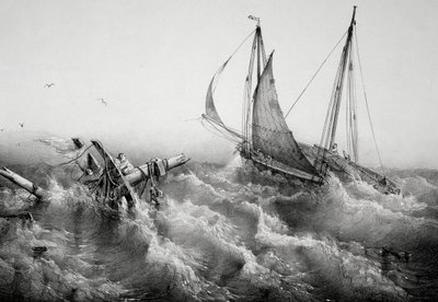 Efter storm, Af Ferdinand Perrot (1808-1841), Litografi af Ferdinand Victor Perrot