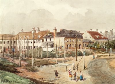 Forstads byggeplads af Ferdinand Weckbrodt