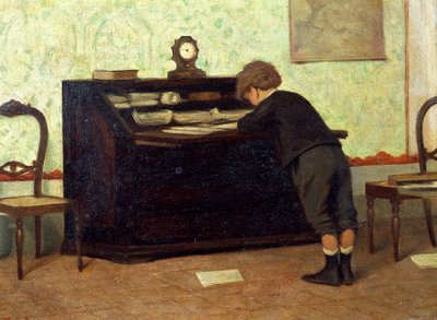 Lektion af Ferdinando Buonamici (1820-1892), olie på panel af Ferdinando Buonamici