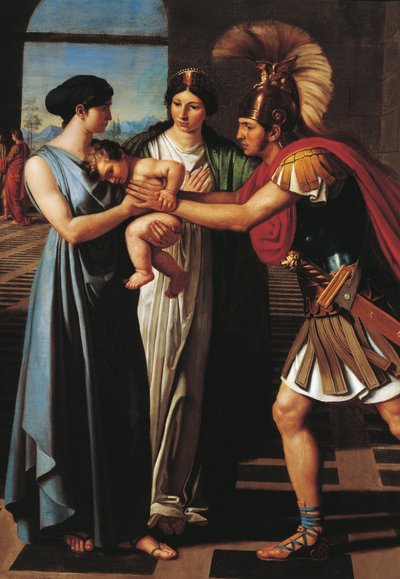 Andromache opsnapper Hector ved Scaean Gate (detaljer) af Ferdinando Castelli