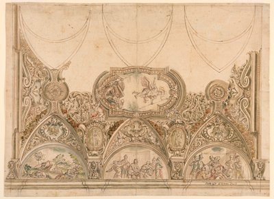 Design til udsmykning af loftet i et kapel af Ferdinando Galli Bibiena