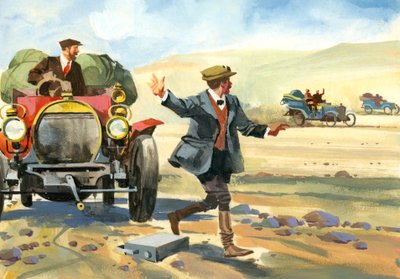 Ten thousand mile motor race (gouache på papir) af Ferdinando Tacconi