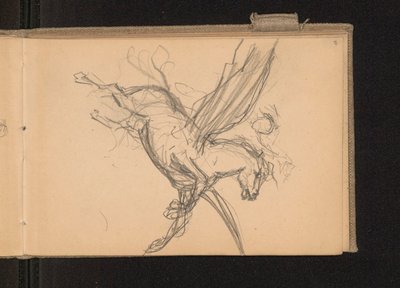 Pegasus mit Reiter im Flug; verso: zusammen mit Karte 18 Notizen zu Farbpreisen af Ferdynand Ruszczyc