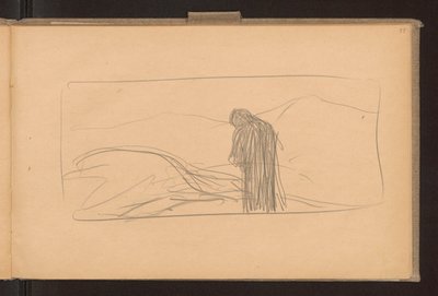 Recto: Der Tod des Pegasus; Verso: Skizzen von gekreuzten Ähren, Entwurf für die Dekoration der Ausgabe "Żurawce" Wl. 1910 af Ferdynand Ruszczyc