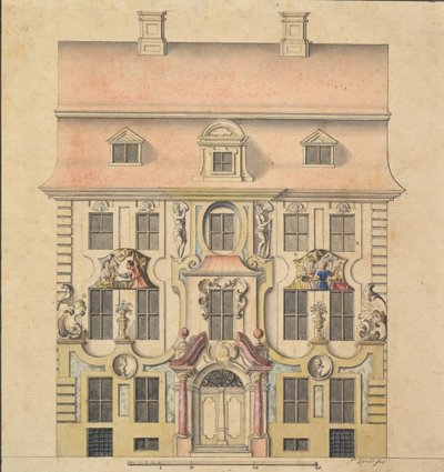 Arkitektonisk design til en facade, 1739-69. af Ferenc Speth